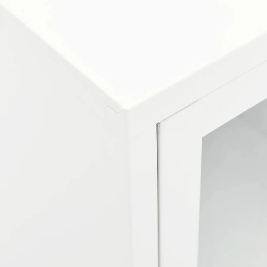 Meuble TV Blanc 105x35x52 cm Acier et verre - 7
