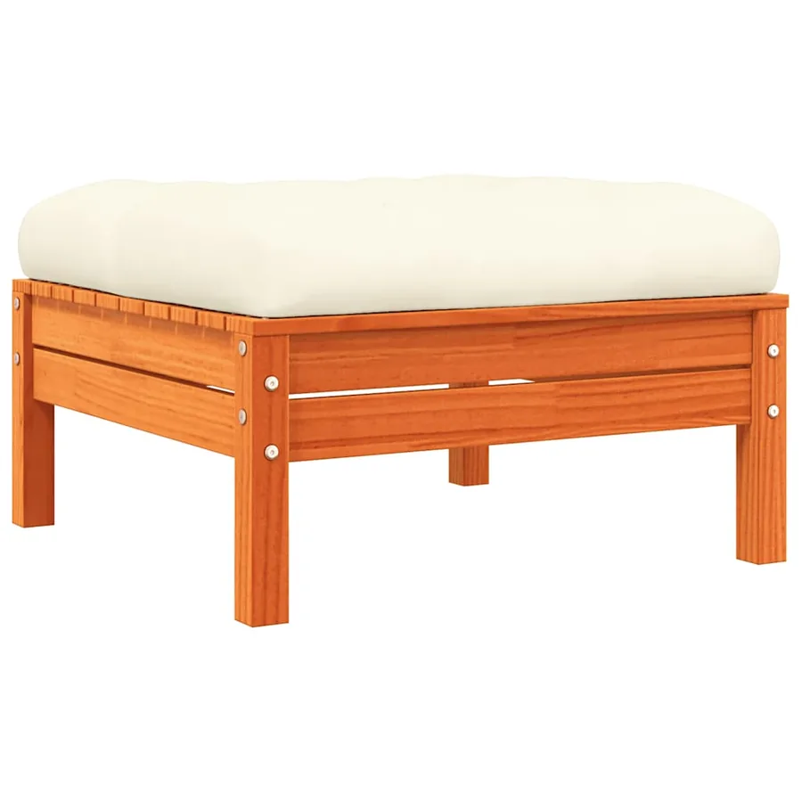 Repose-pied de jardin avec coussin bois massif de pin - 7