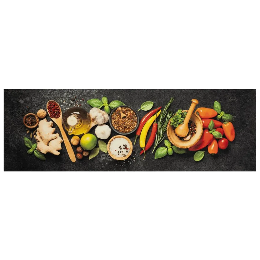 Tapis de cuisine lavable impression d'épices 60x180 cm velours - 2
