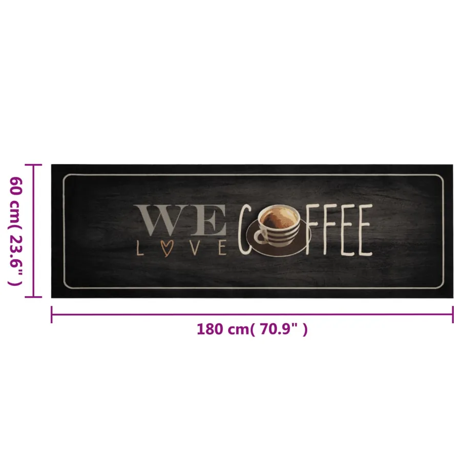 Tapis de cuisine lavable texte Coffee 60x180 cm velours - 5