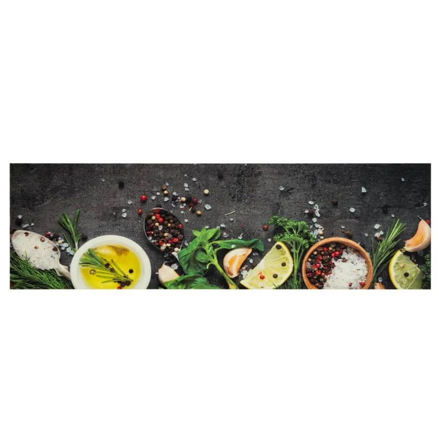Tapis de cuisine lavable impression d'épices 45x150 cm velours - 2