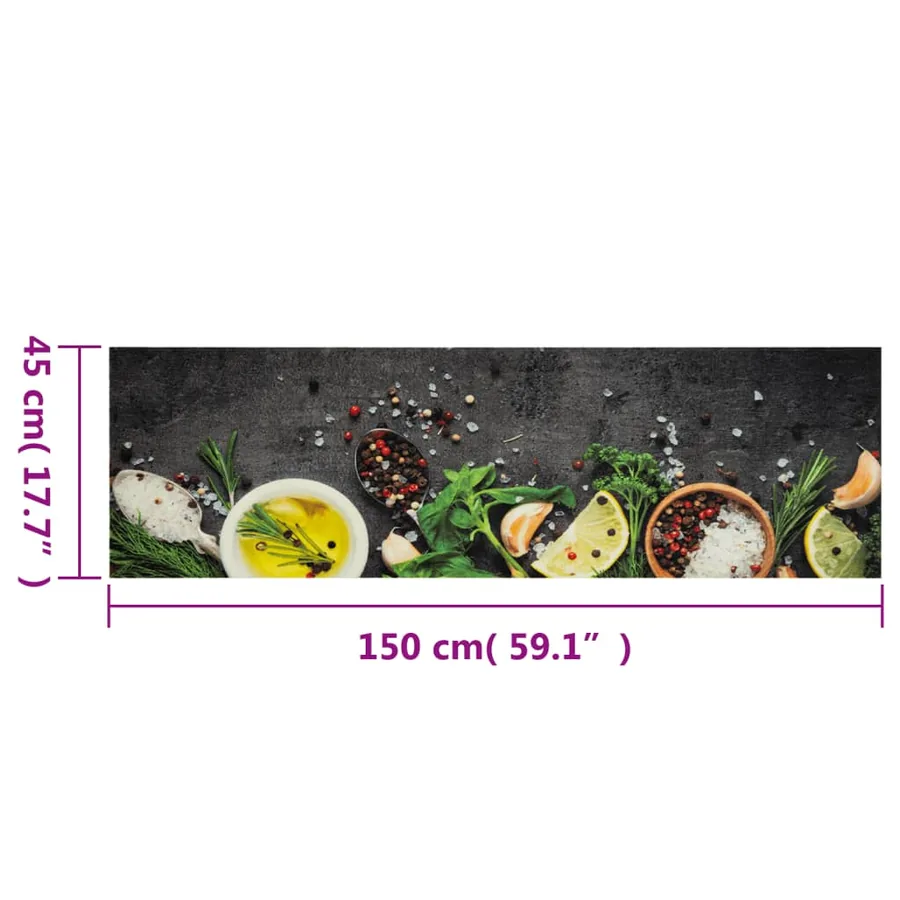 Tapis de cuisine lavable impression d'épices 45x150 cm velours - 5