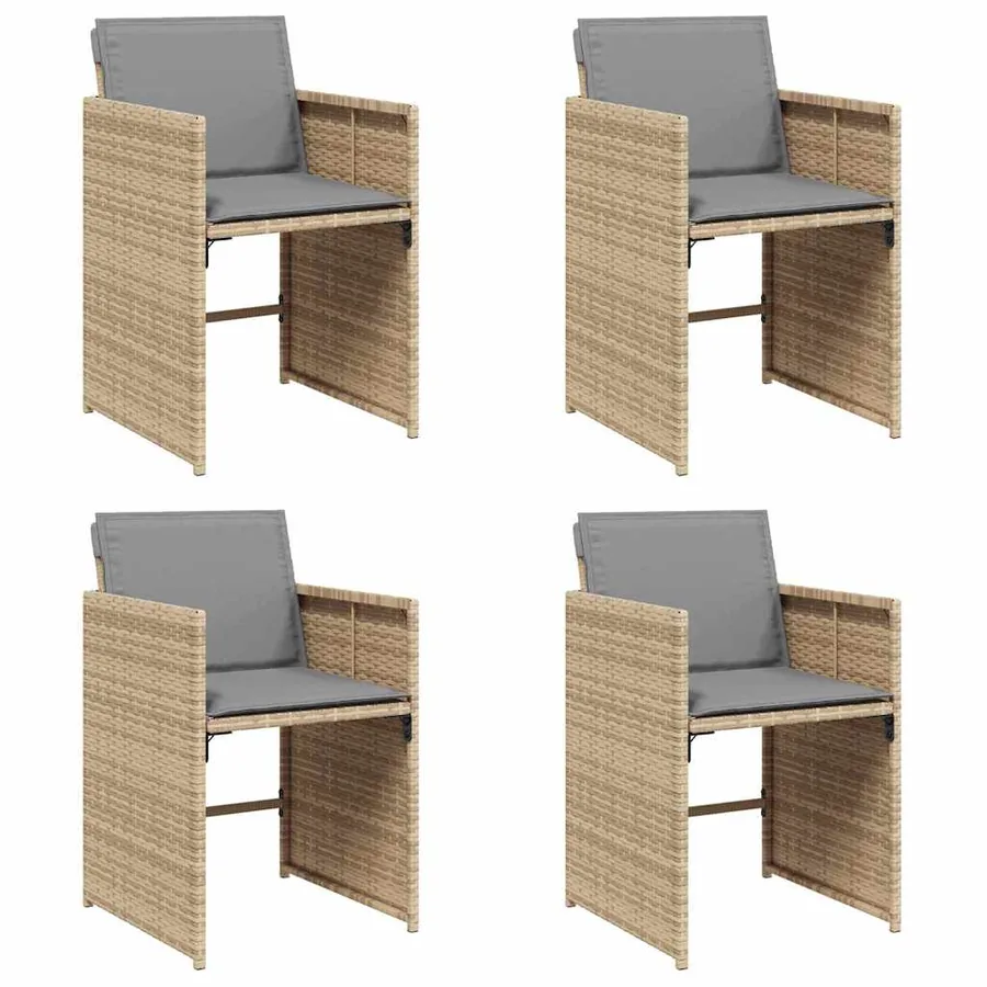 Chaises de jardin avec coussins lot de 4 mélange beige - 2