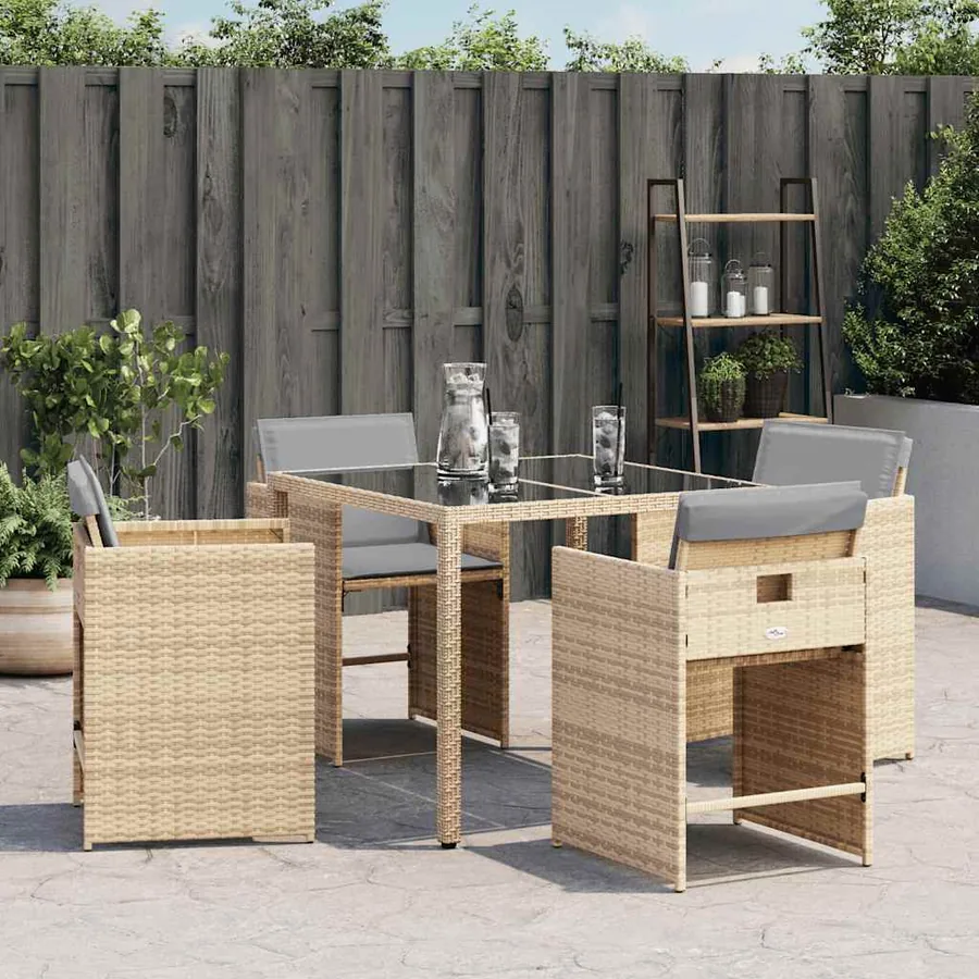 Chaises de jardin avec coussins lot de 4 mélange beige - 3