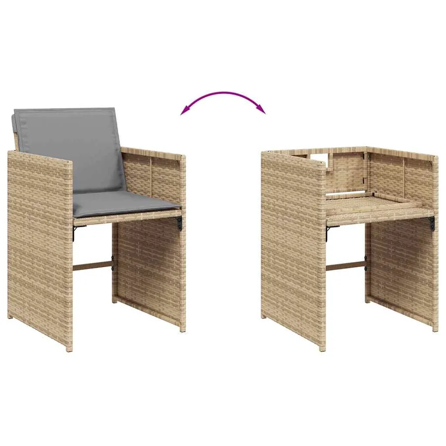 Chaises de jardin avec coussins lot de 4 mélange beige - 8