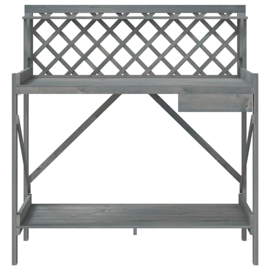 Banc de rempotage avec treillis gris bois massif de sapin - 5