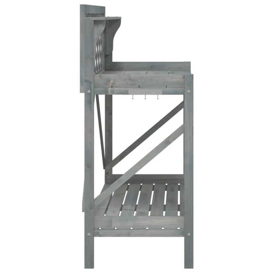 Banc de rempotage avec treillis gris bois massif de sapin - 6