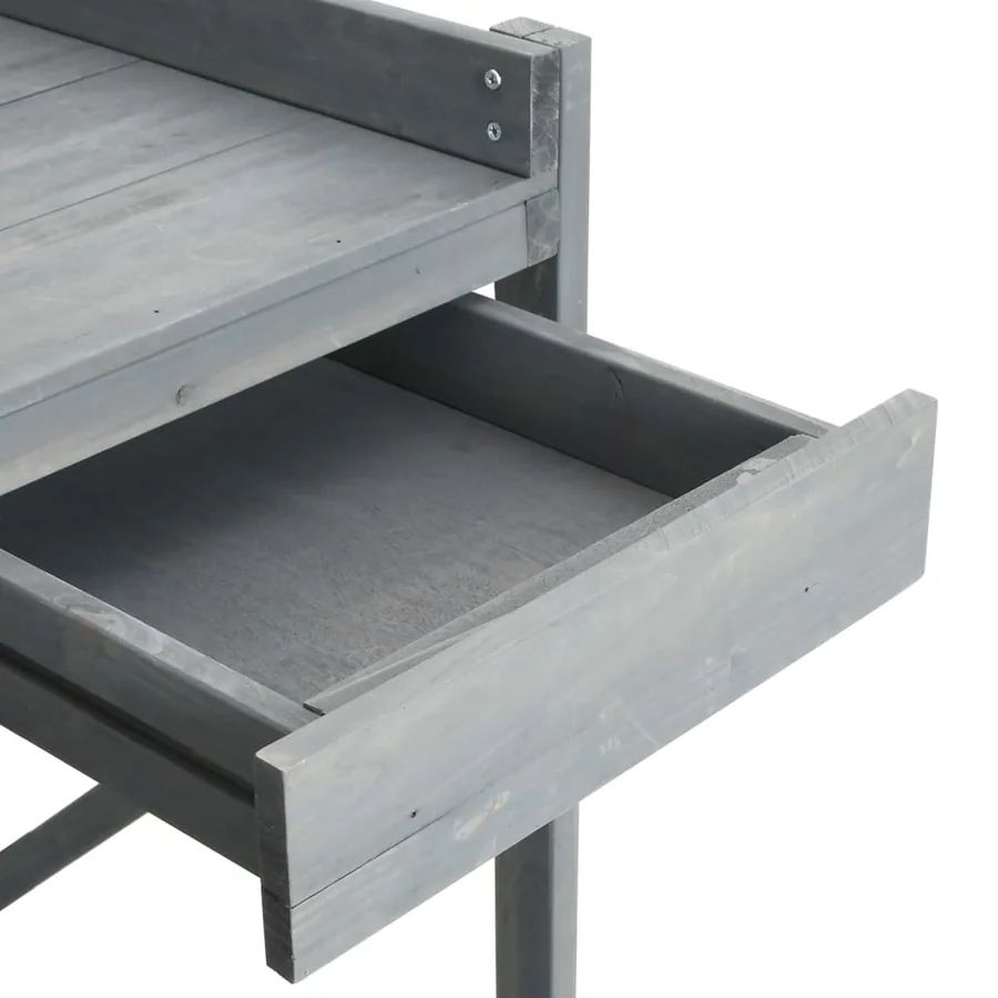Banc de rempotage avec treillis gris bois massif de sapin - 8
