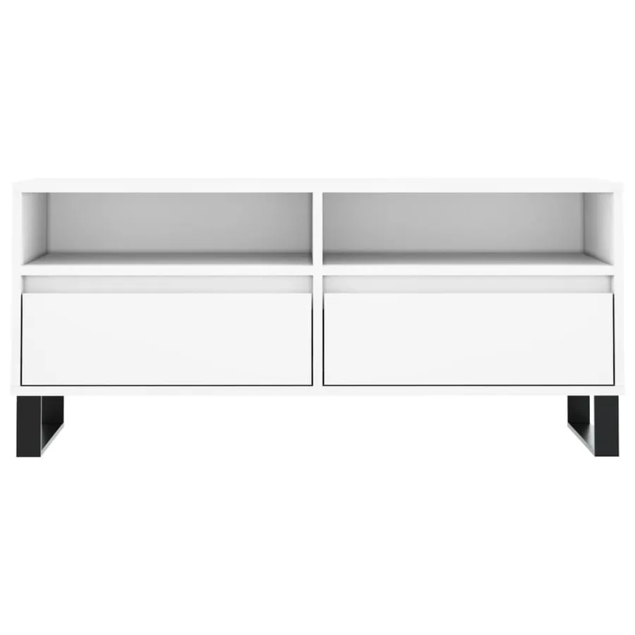 Meuble TV blanc 100x34,5x44,5 cm bois d'ingénierie - 5