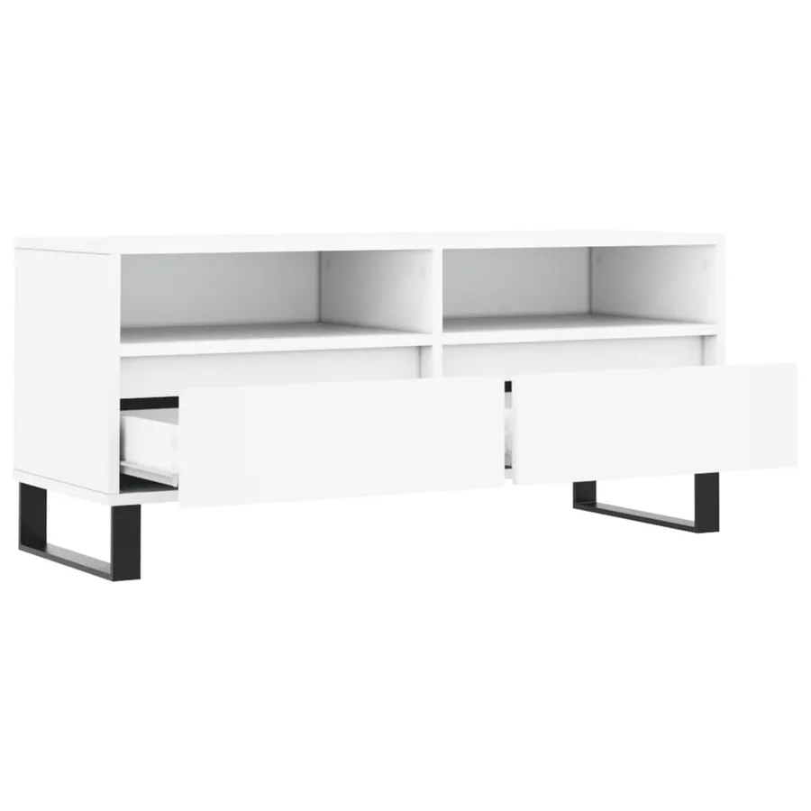 Meuble TV blanc 100x34,5x44,5 cm bois d'ingénierie - 6