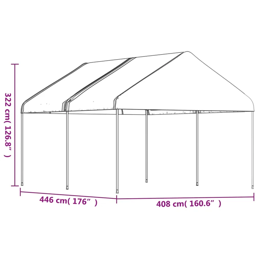Belvédère avec toit blanc 4,46x4,08x3,22 m polyéthylène - 5