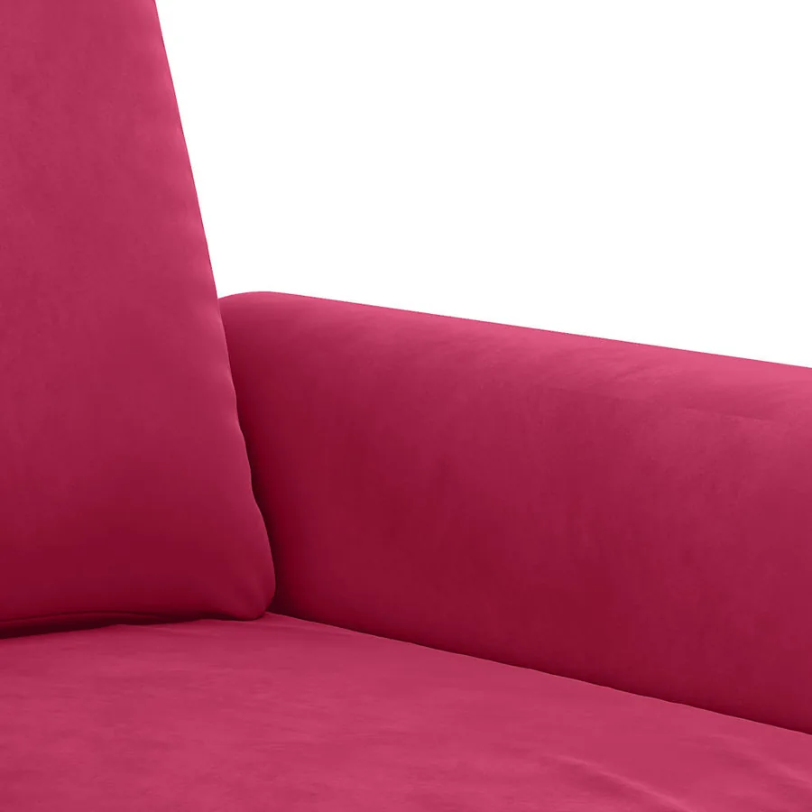 Ensemble de canapés 2 pcs avec coussins rouge bordeaux velours - 6
