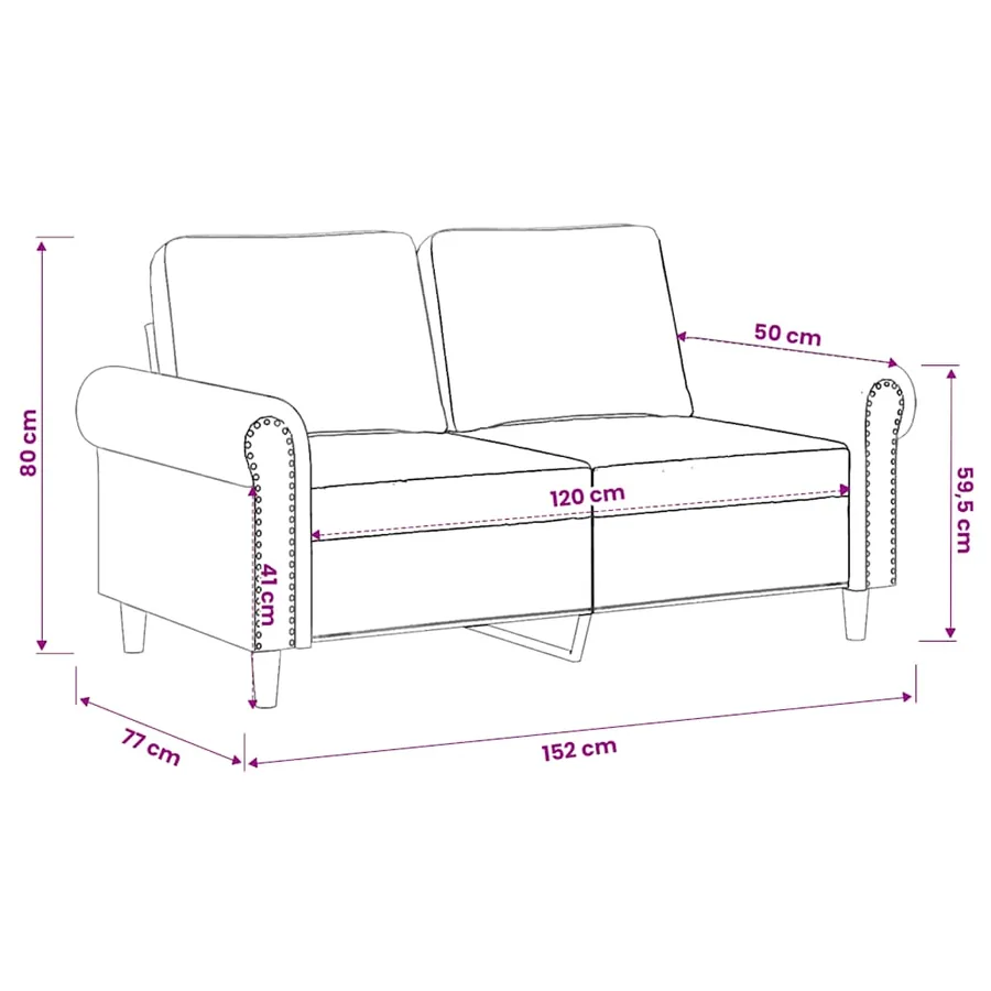 Canapé à 2 places Jaune 120 cm Velours - 9