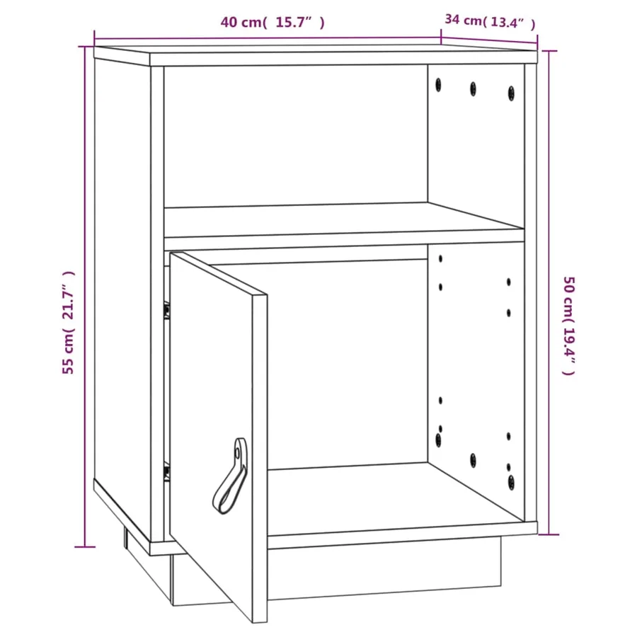 Table de chevet Marron miel 40x34x55 cm Bois de pin massif - 10