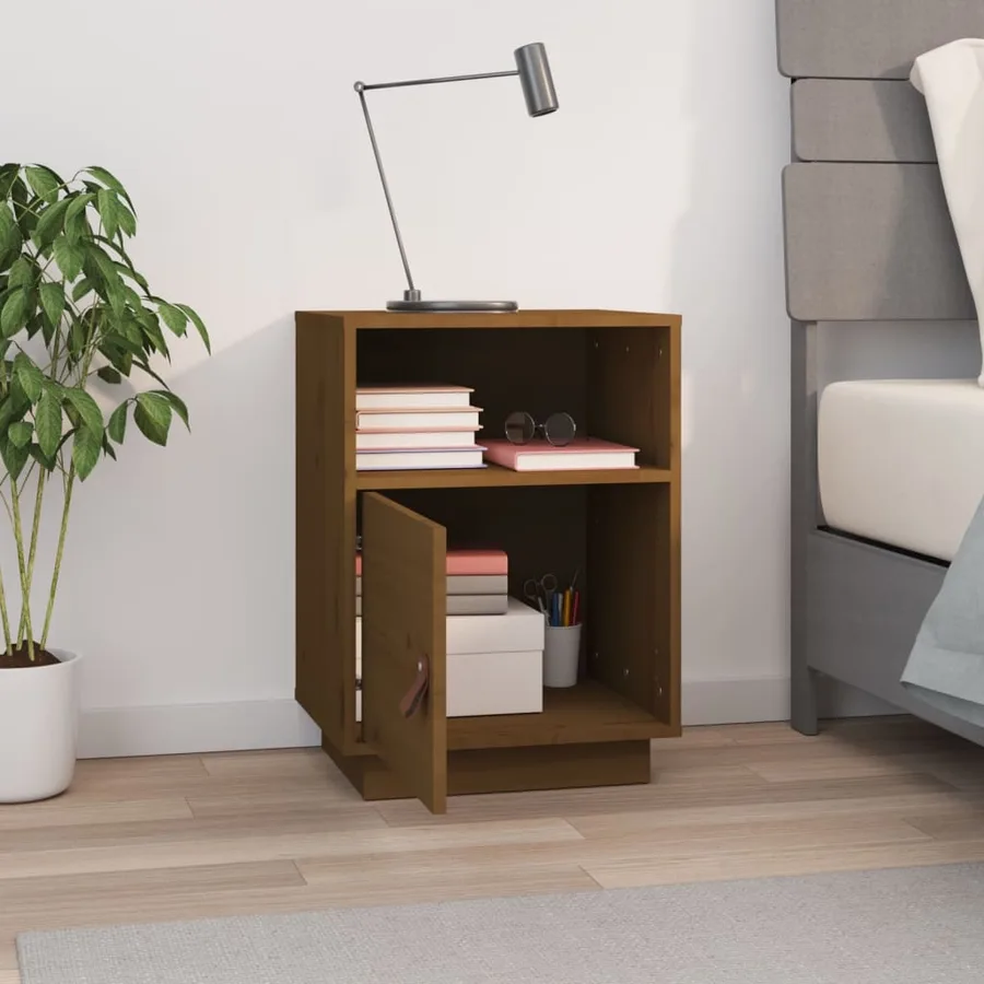Table de chevet Marron miel 40x34x55 cm Bois de pin massif - 3