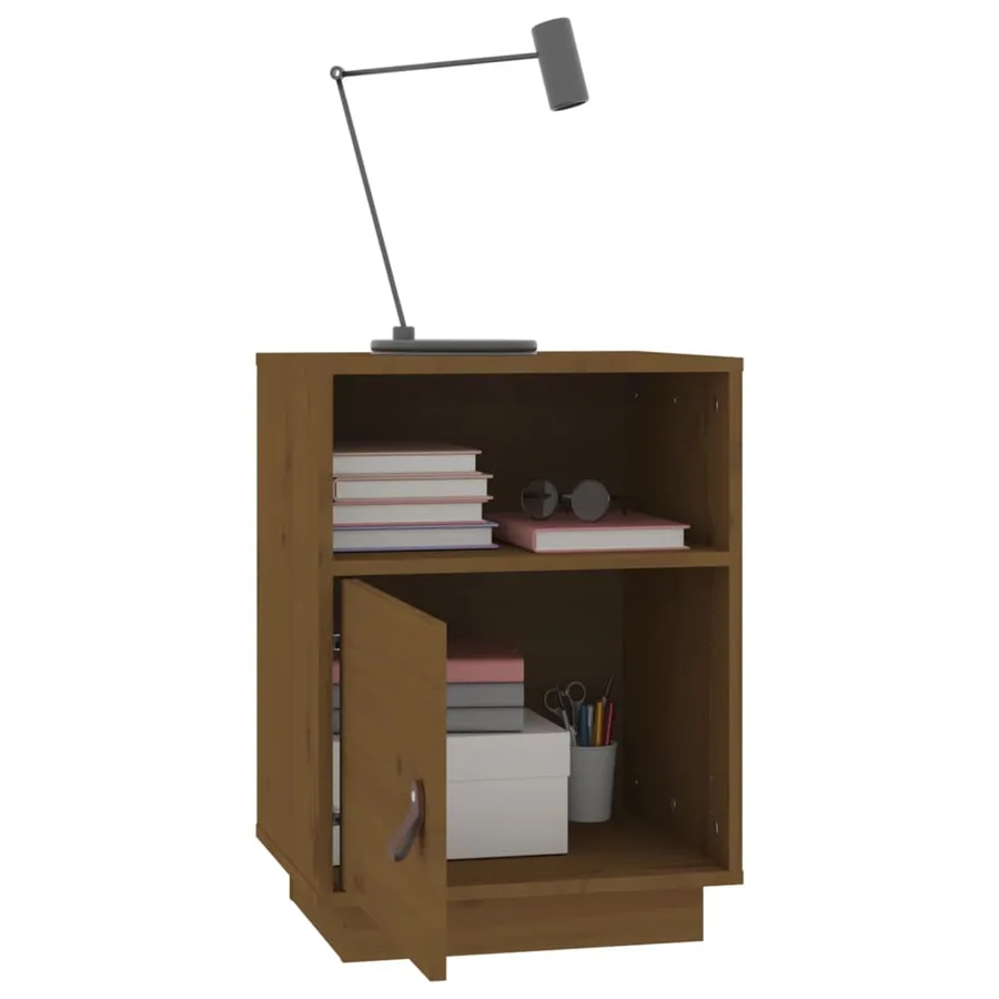 Table de chevet Marron miel 40x34x55 cm Bois de pin massif - 5