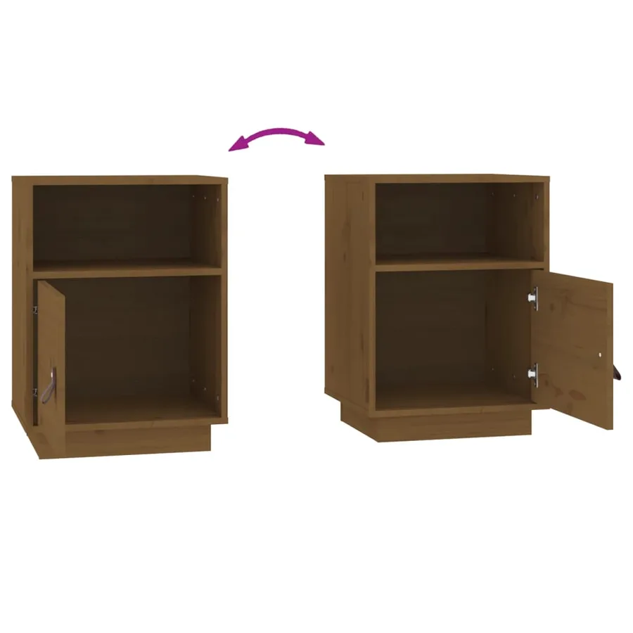 Table de chevet Marron miel 40x34x55 cm Bois de pin massif - 8