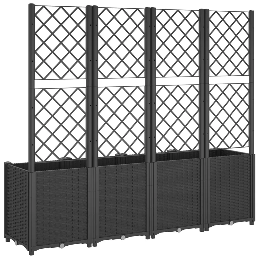 Jardinière avec treillis noir 160x40x140 cm PP - 5