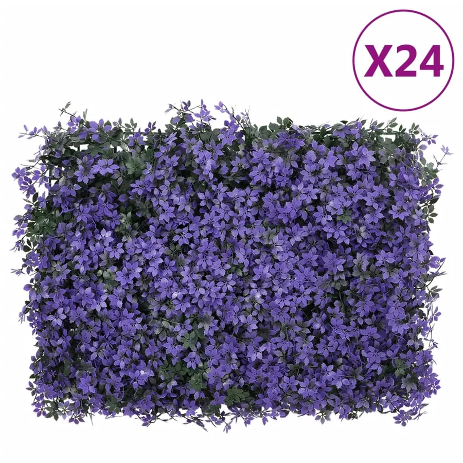 Clôture à feuilles artificielles 24 pcs violet 40x60 cm