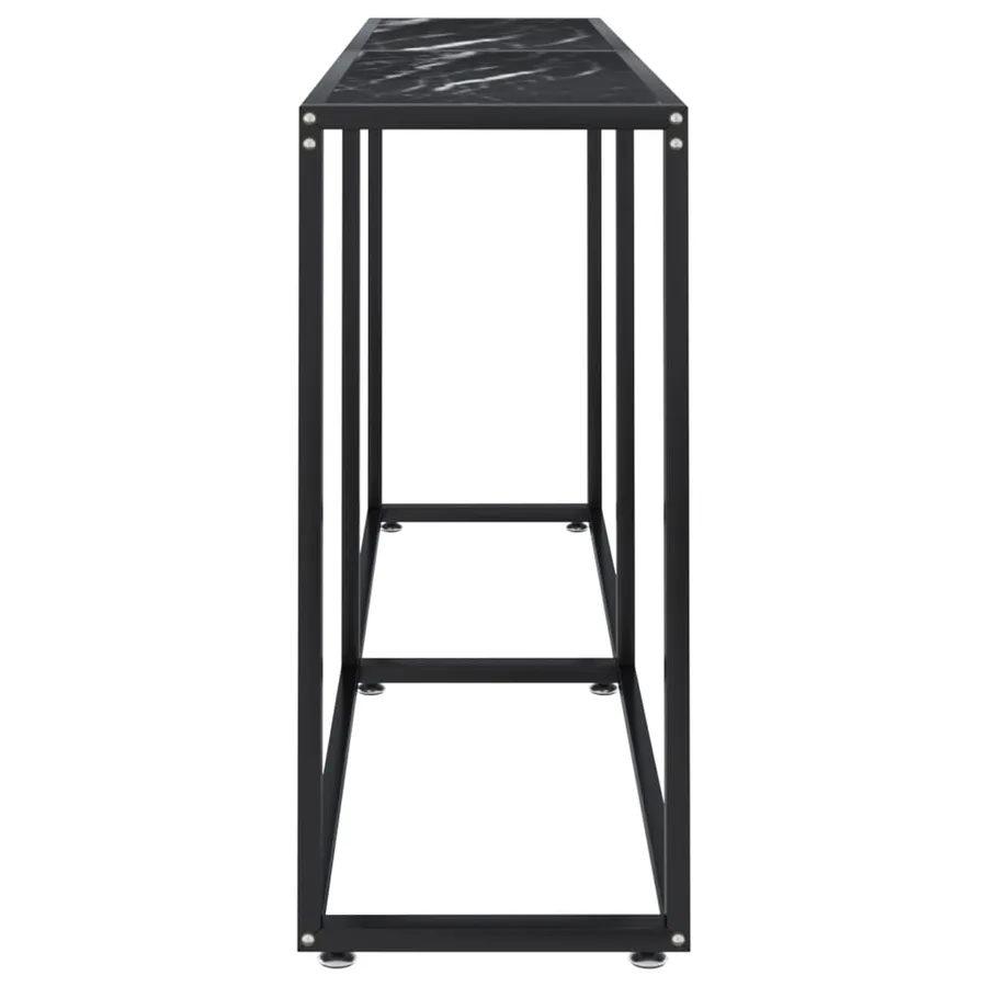 Table console Marbre noir 160x35x75,5 cm Verre trempé - 4