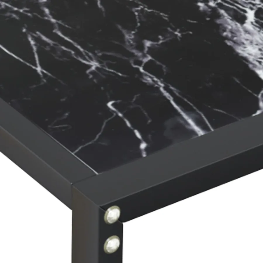 Table console Marbre noir 160x35x75,5 cm Verre trempé - 6