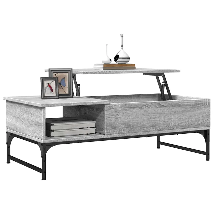 Table basse sonoma gris 100x50x35 cm bois d'ingénierie et métal - 4