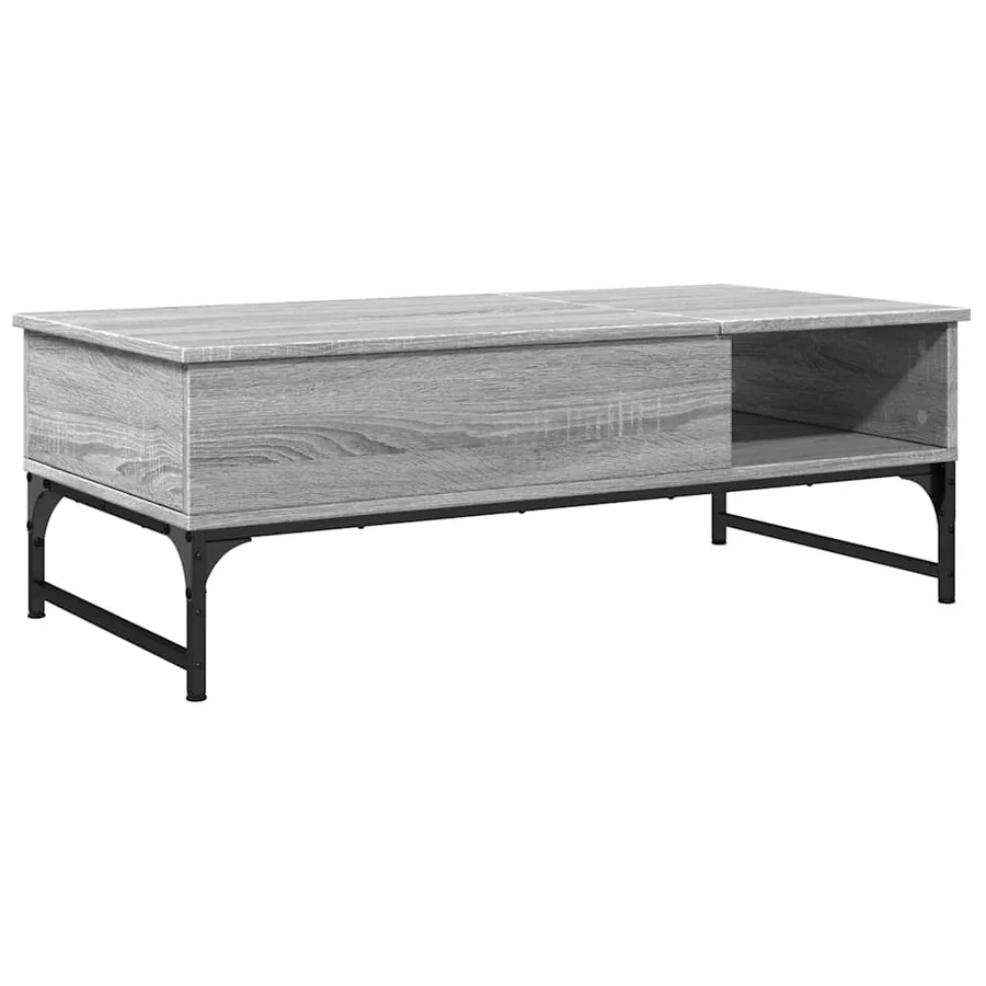 Table basse sonoma gris 100x50x35 cm bois d'ingénierie et métal - 7