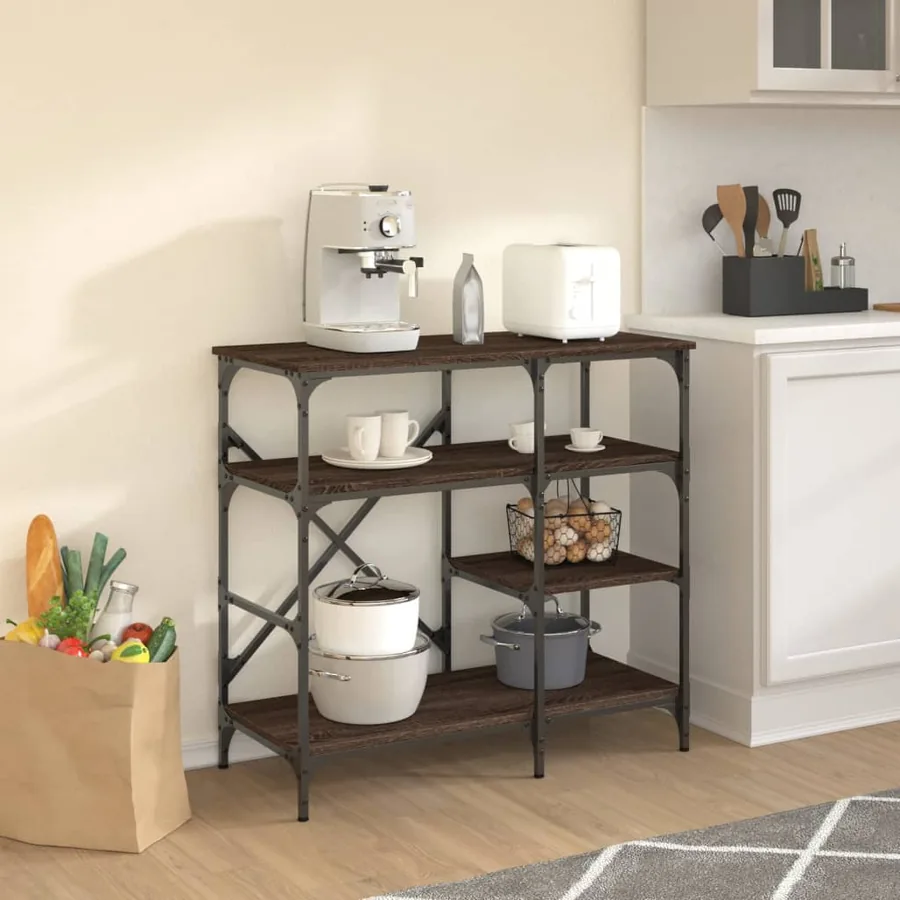 Support de boulanger chêne marron bois d’ingénierie et métal - 3