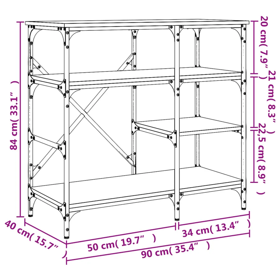 Support de boulanger chêne marron bois d’ingénierie et métal - 9