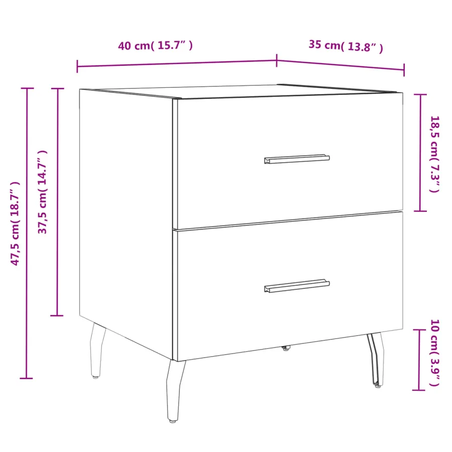 Tables de chevet 2 pcs blanc 40x35x47,5 cm bois d’ingénierie - 13