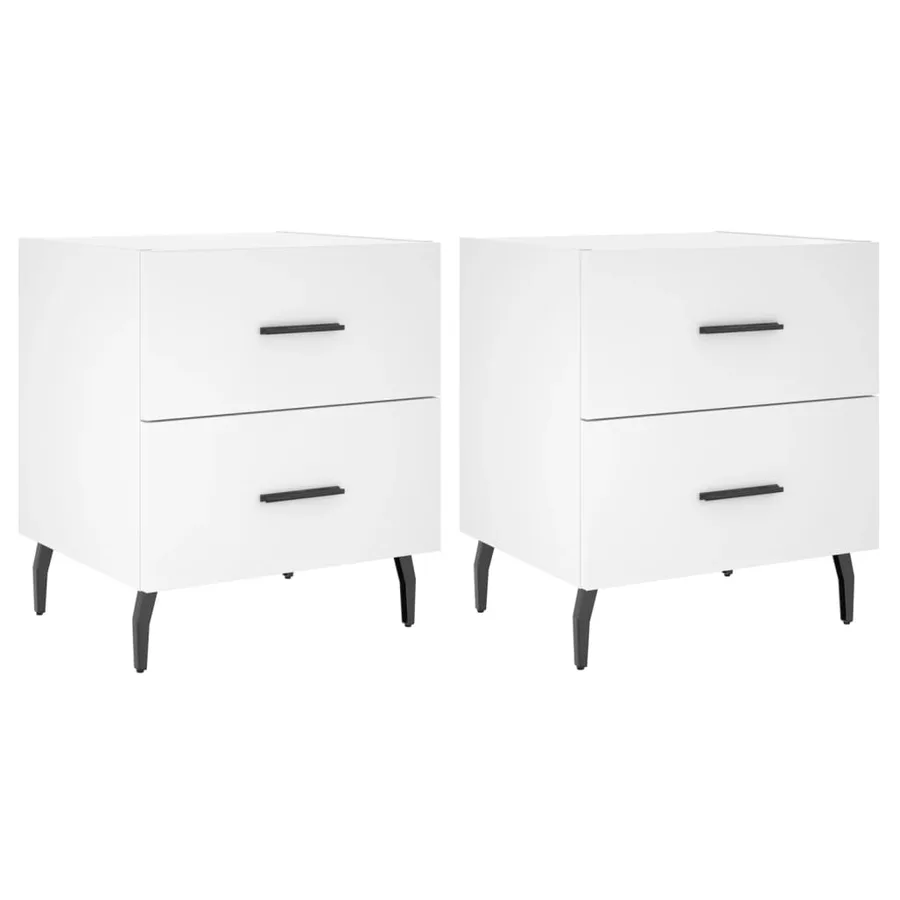 Tables de chevet 2 pcs blanc 40x35x47,5 cm bois d’ingénierie - 2