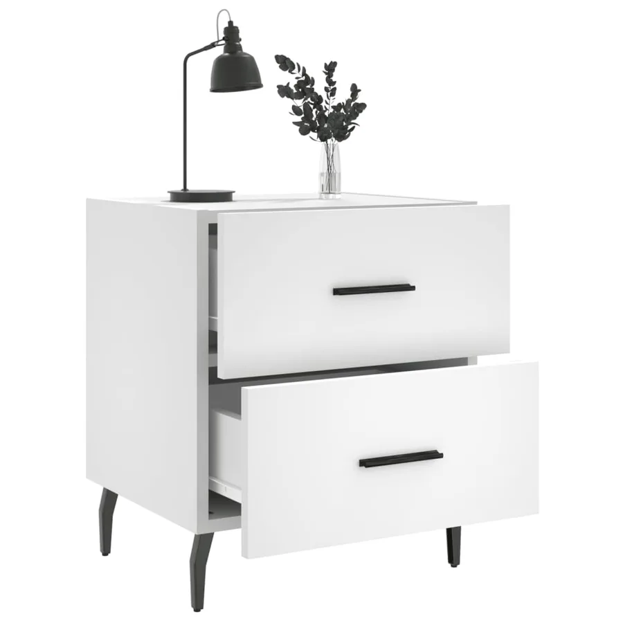 Tables de chevet 2 pcs blanc 40x35x47,5 cm bois d’ingénierie - 4