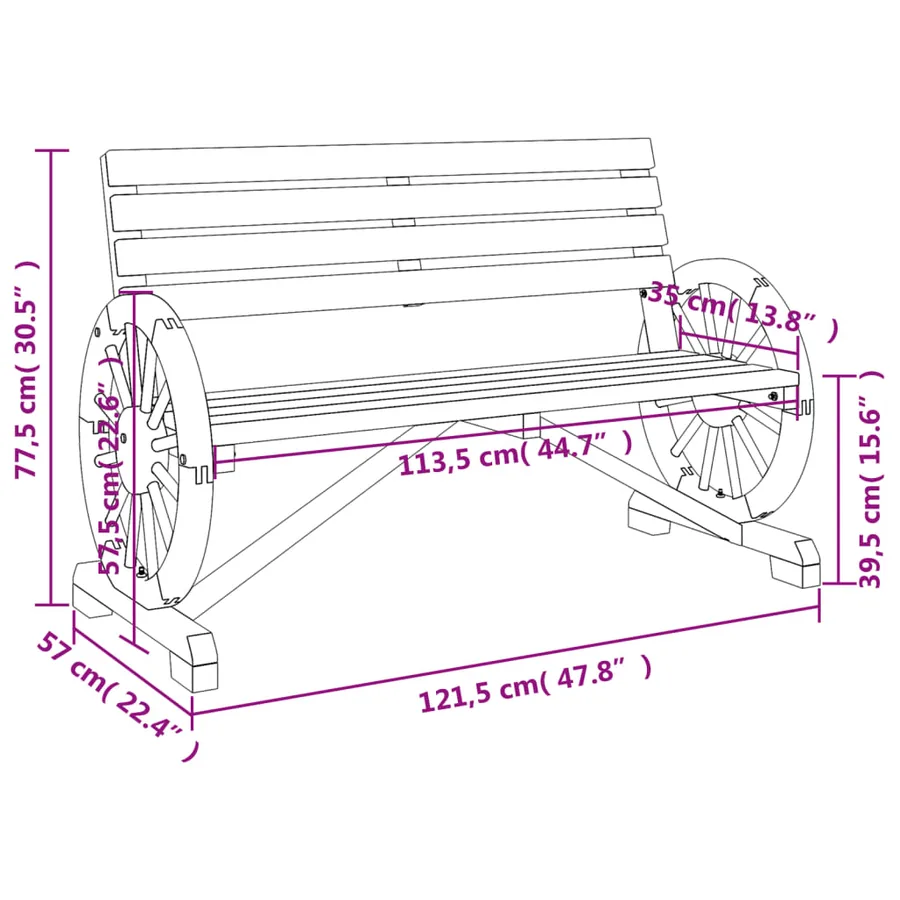 Banc de jardin 2 places bois de sapin massif - 9