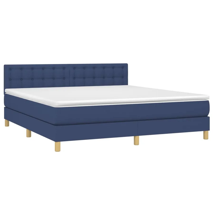 Sommier à lattes de lit avec matelas LED Bleu 160x200 cm Tissu - 3