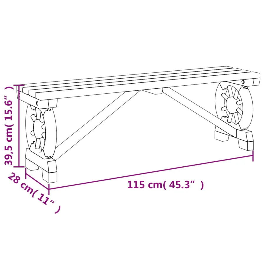 Banc de jardin 115 cm bois de sapin massif - 9