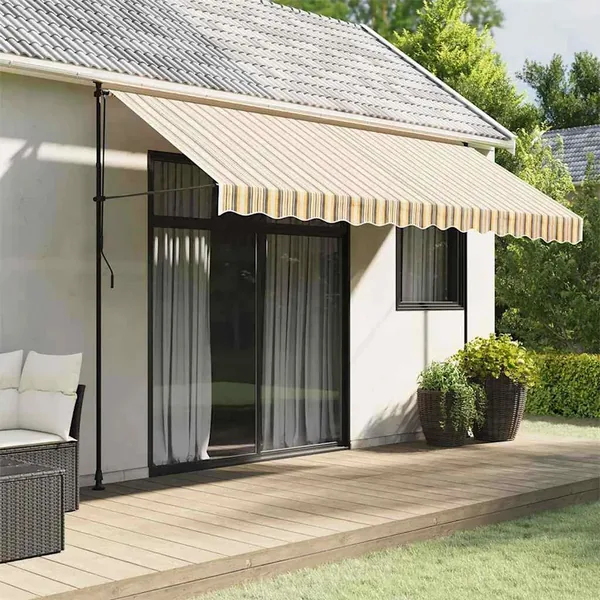 Tissu de remplacement pour auvent orange et noir 4x3,5 m polyester