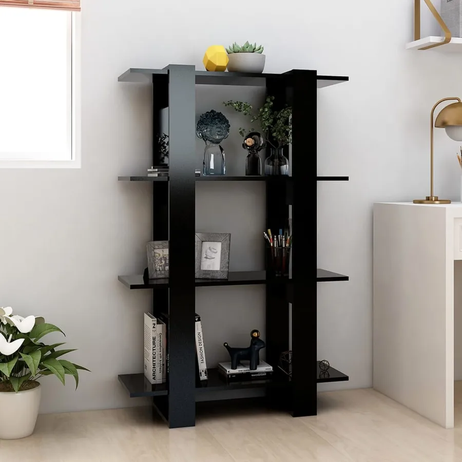 Bibliothèque/Séparateur de pièce Noir 80x30x123,5 cm - 3