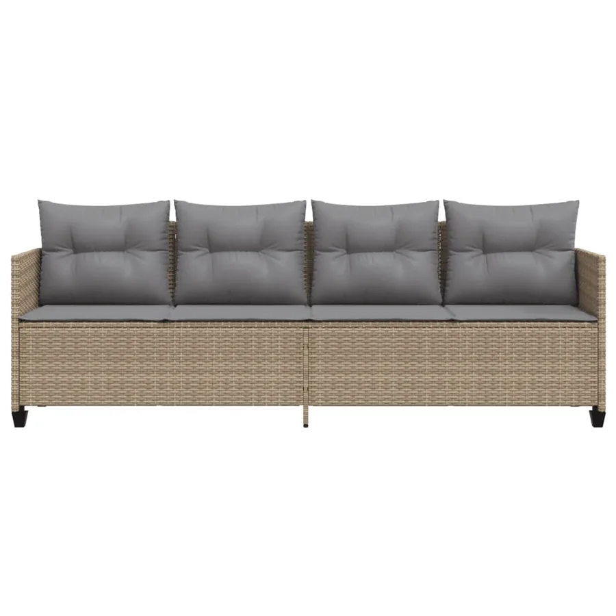 Chaise longue avec coussins beige résine tressée - 4