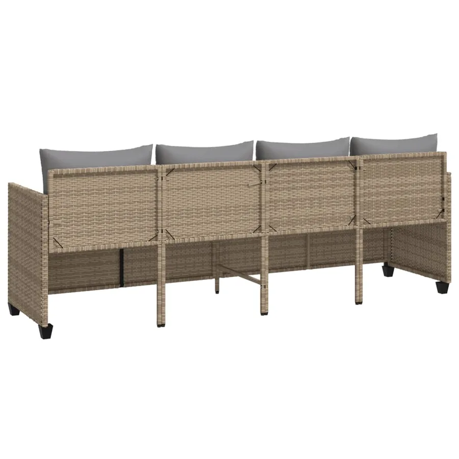 Chaise longue avec coussins beige résine tressée - 6