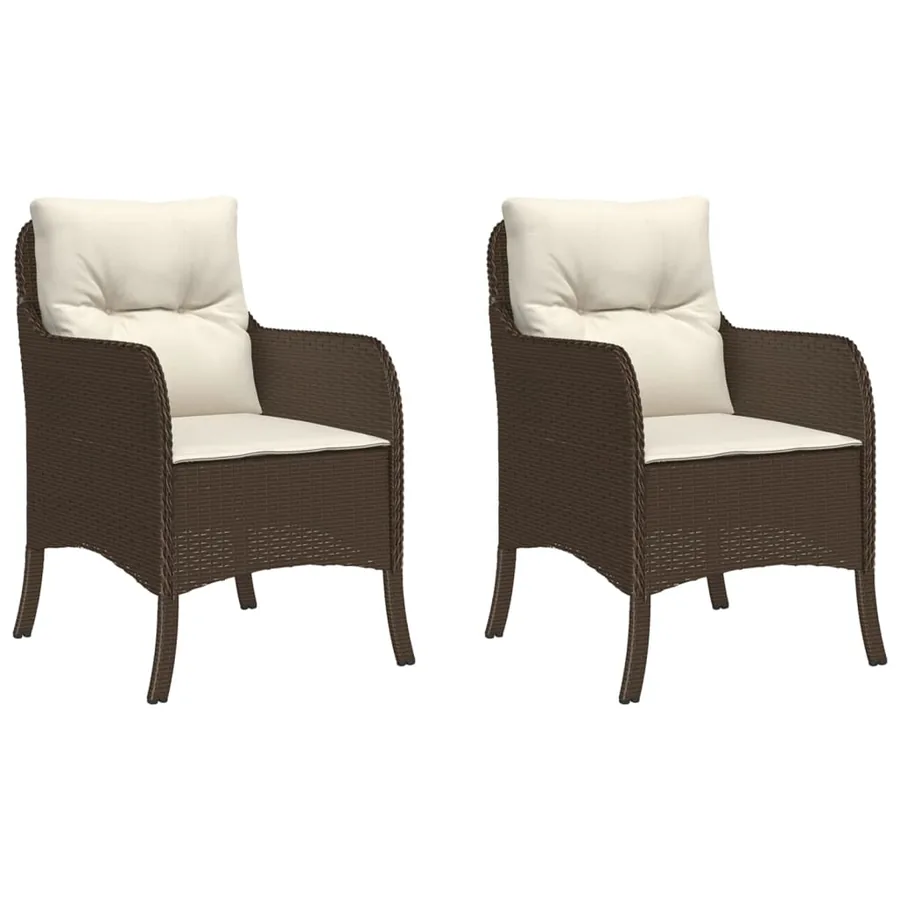 Chaises de jardin avec coussins lot de 2 marron résine tressée - 2