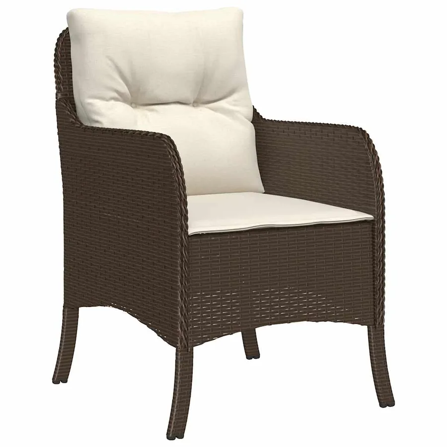 Chaises de jardin avec coussins lot de 2 marron résine tressée - 4