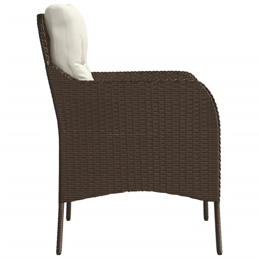 Chaises de jardin avec coussins lot de 2 marron résine tressée - 6