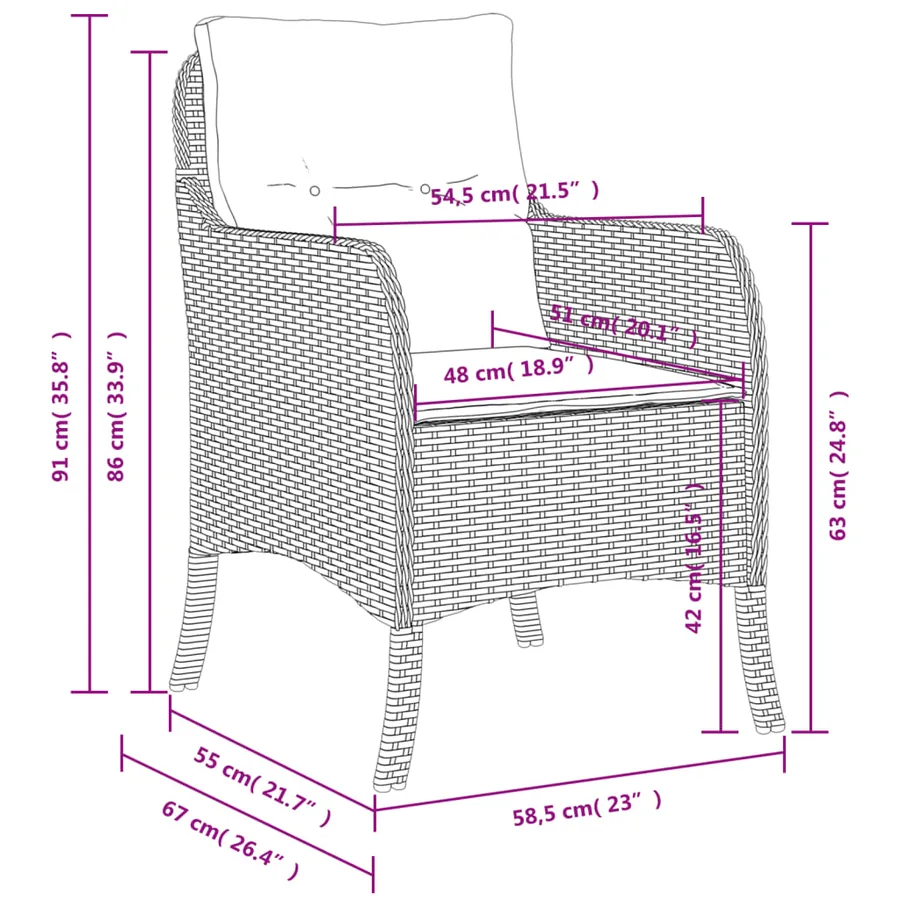 Chaises de jardin coussins lot de 2 gris clair résine tressée - 10