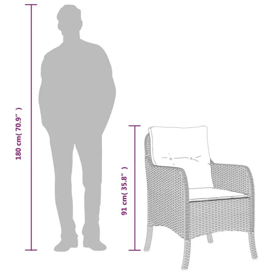 Chaises de jardin coussins lot de 2 gris clair résine tressée - 9