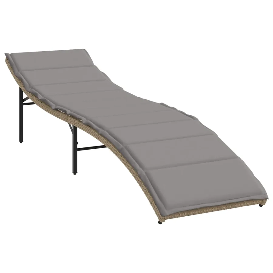 Chaises longues lot de 2 avec coussins beige résine tressée - 3
