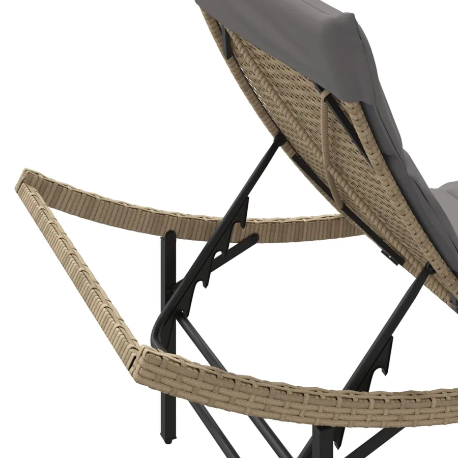 Chaises longues lot de 2 avec coussins beige résine tressée - 8