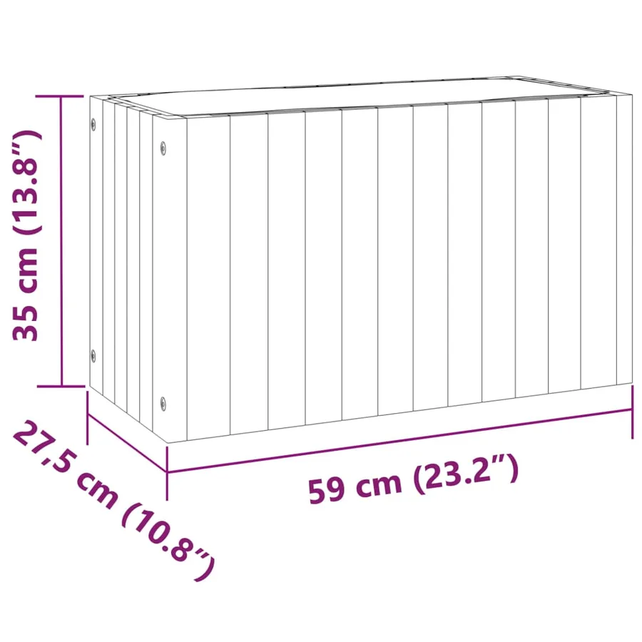 Jardinière 59x27,5x35 cm bois massif d'acacia - 9