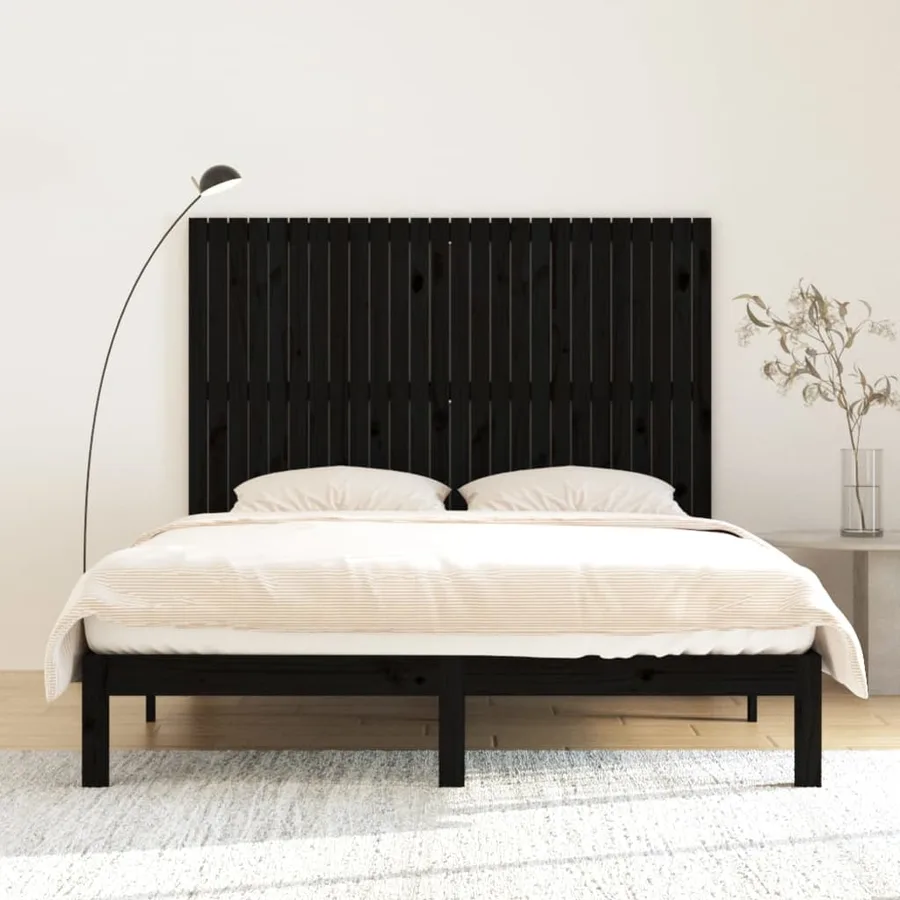 Tête de lit murale Noir 166x3x110 cm Bois massif de pin - 3