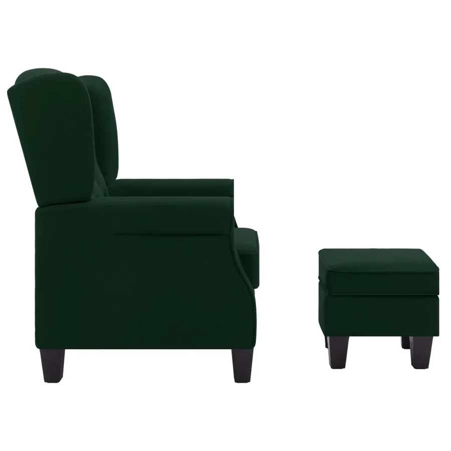 Fauteuil avec repose-pied Vert foncé Tissu - 4
