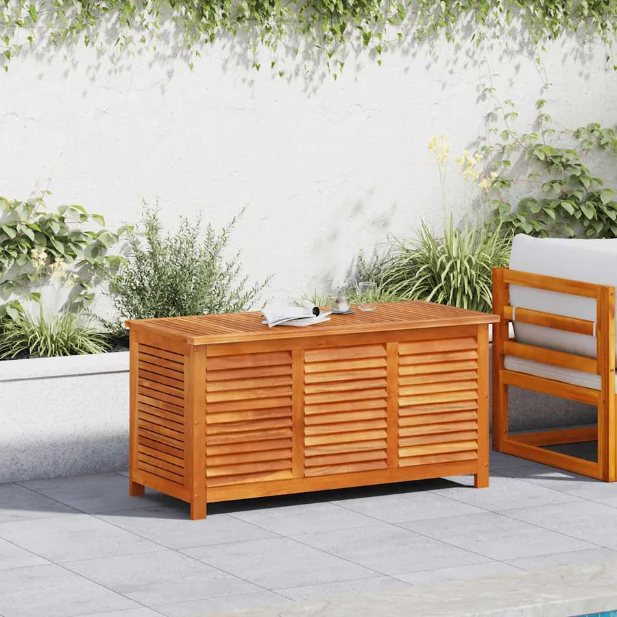Boîte de rangement de jardin persiennes 113x50x56cm bois acacia - 3